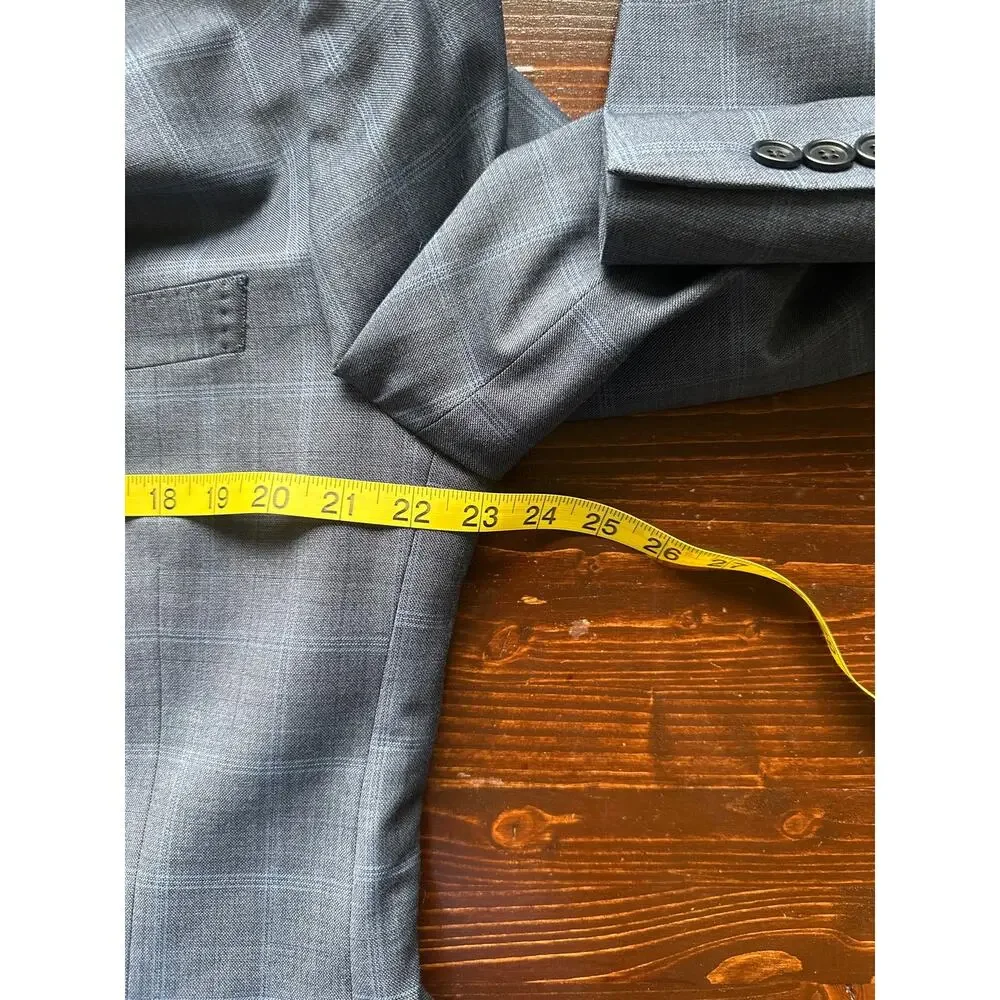 Brooks Brothers Explorer Regent Fit 43R Blue Windowpane Plaid Sports Coat Blazer